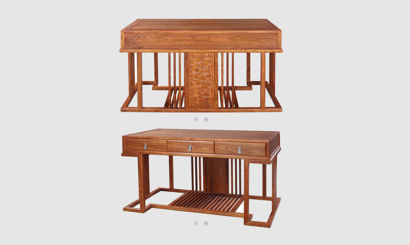 天台 别墅中式家居书房装修实木书桌效果图
